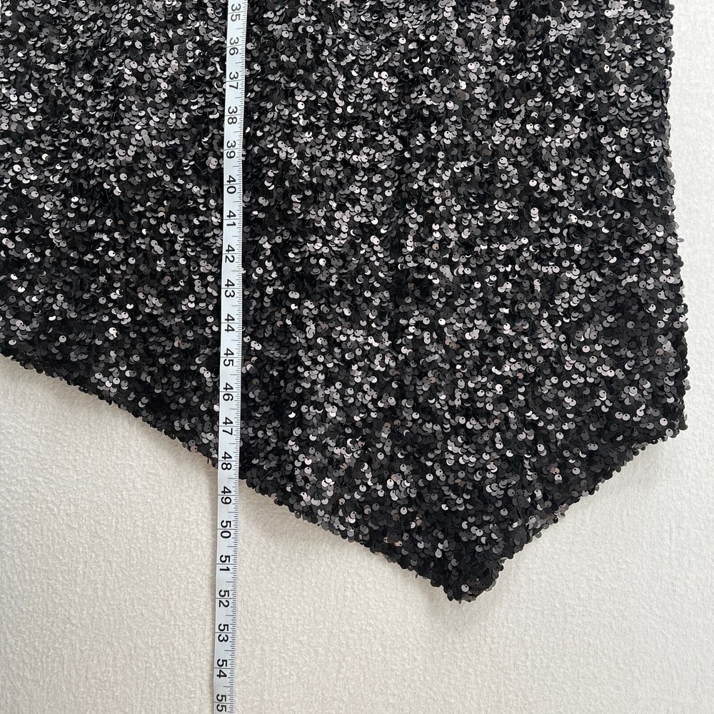 CIEBON Signy Sequin Asymmetrical Gown Womens Small Black Halter Midi Sleeveless - Picture 16 of 16